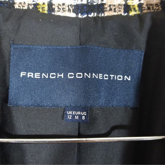 R French Connection Belinda Multicolor Wool Blend Plaid Tweed Utility Coat 8 - Picture 2 of 11